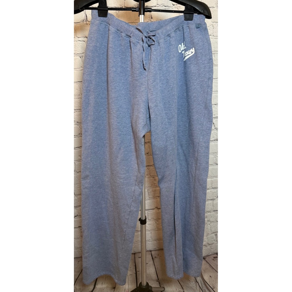 Old Navy Mens XL Blue Heathered Fleece Sweatpants Joggers Classic Logo